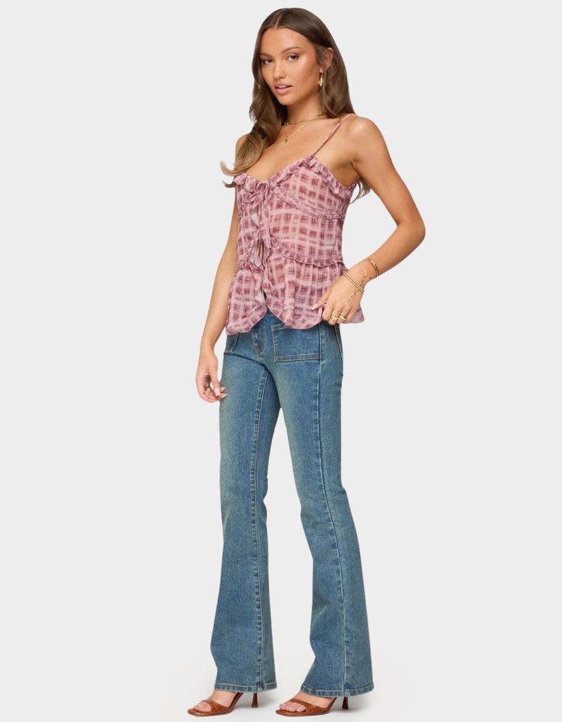EDIKTED Mattea Low Rise Flared Jeans image number 3