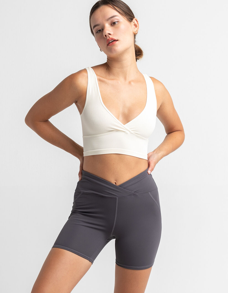 RSQ V Front Womens Black Biker Shorts image number 0