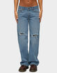 EDIKTED Juju Distressed Low Rise Baggy Jeans image number 1