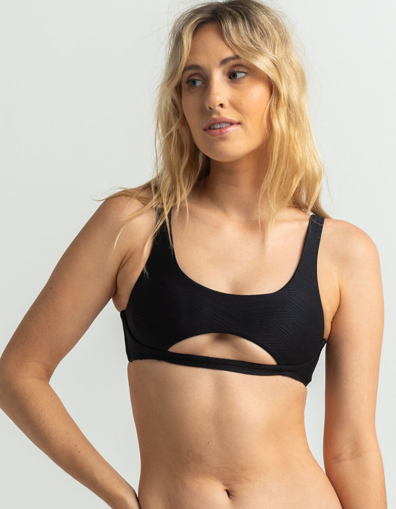 DAMSEL Crosshatched Cutout Bralette Bikini Top image number 0