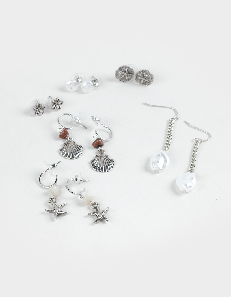 FULL TILT 6 Pack Star/Shell/Faux Pearl Earrings image number 0