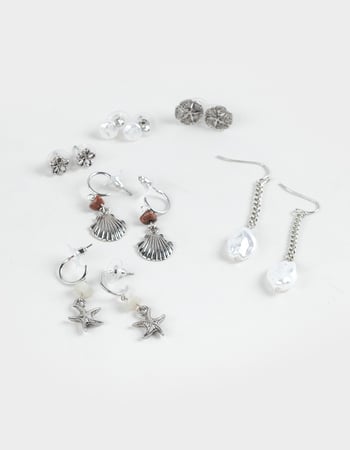 FULL TILT 6 Pack Star/Shell/Faux Pearl Earrings Primary Image