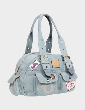 TRUE RELIGION Multi-Patch Denim Satchel Bag Alternative Image