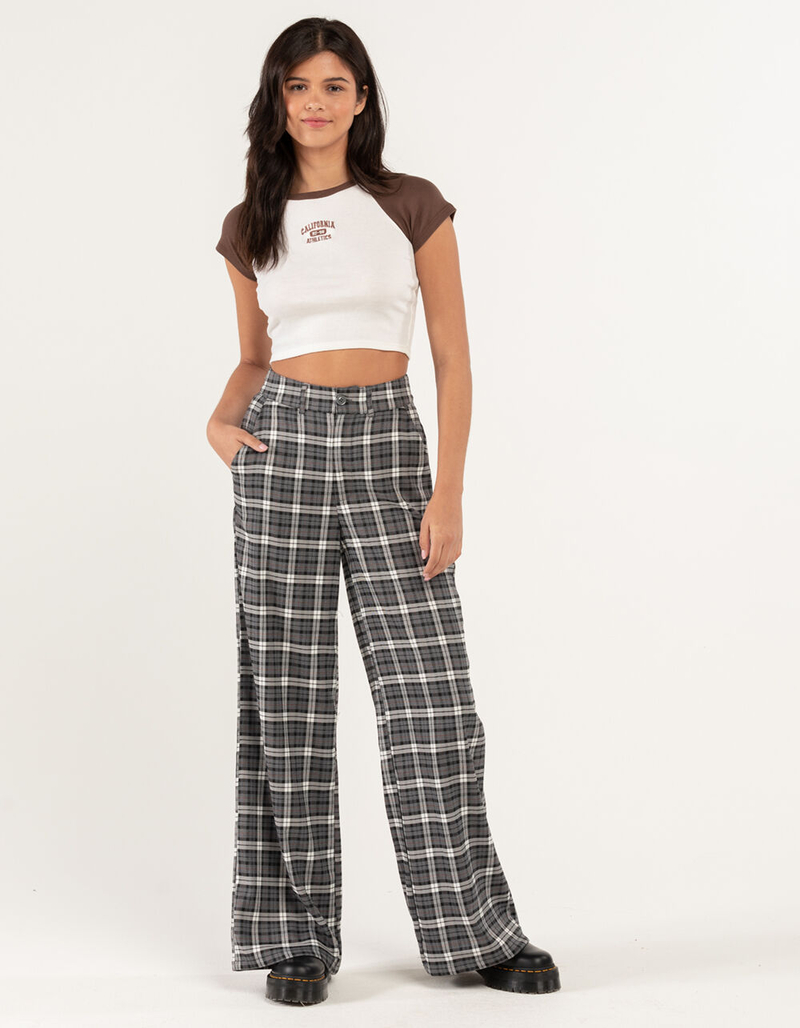 RSQ Womens Wide Leg Plaid Pants image number 4