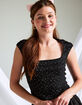 WEST OF MELROSE Square Neck Polka Dot Womens Top image number 6