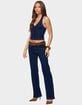 EDIKTED Jemima Contrast Stitch Denim Halter Top image number 4