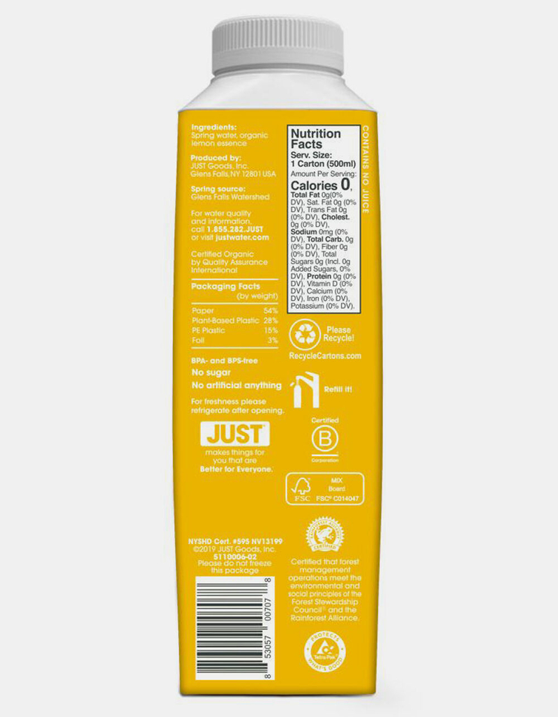JUST WATER Organic Lemon Spring Water image number 4