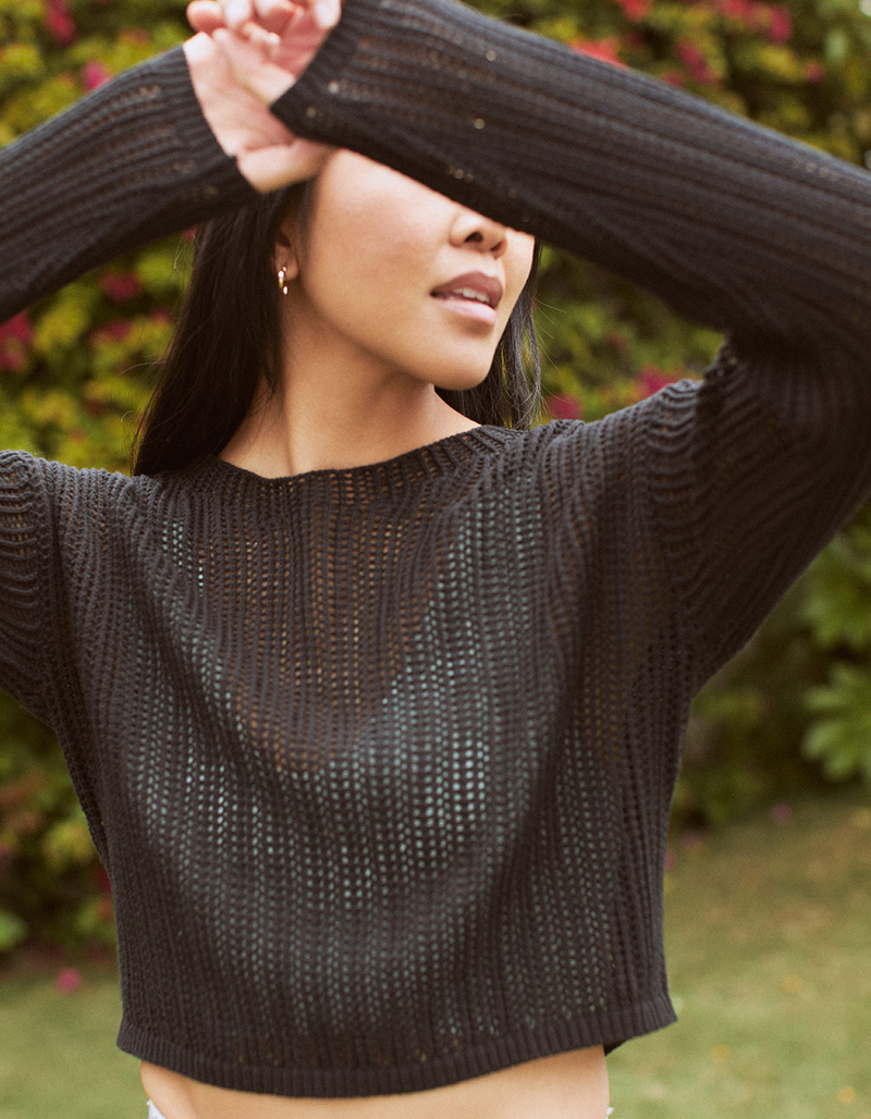 FULL TILT Open Knit Womens Pullover image number 4