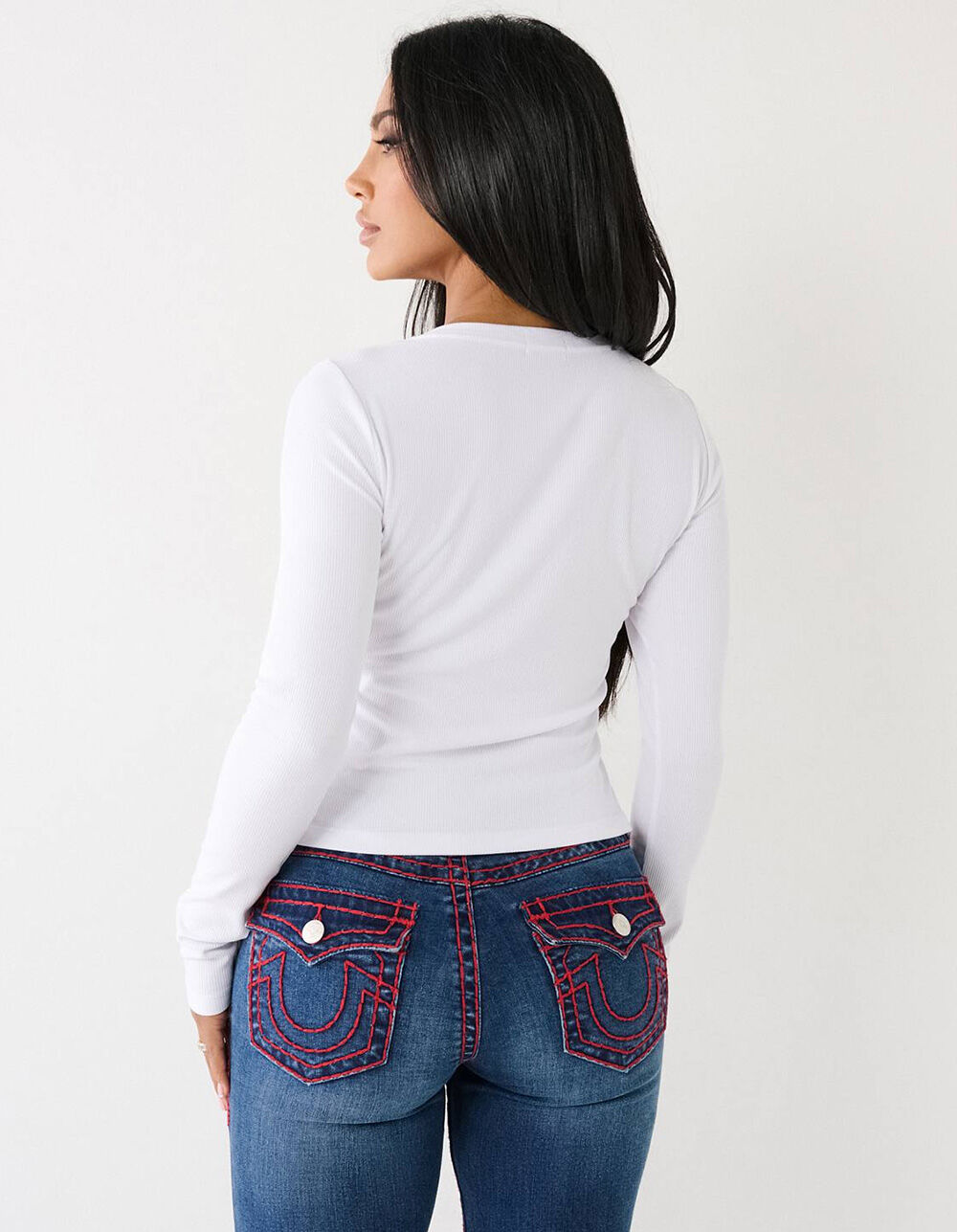 TRUE RELIGION Notch Logo Womens Long Sleeve Tee - WHITE | Tillys
