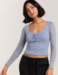 FULL TILT Embroidered Mesh Womens Long Sleeve Top image number 1