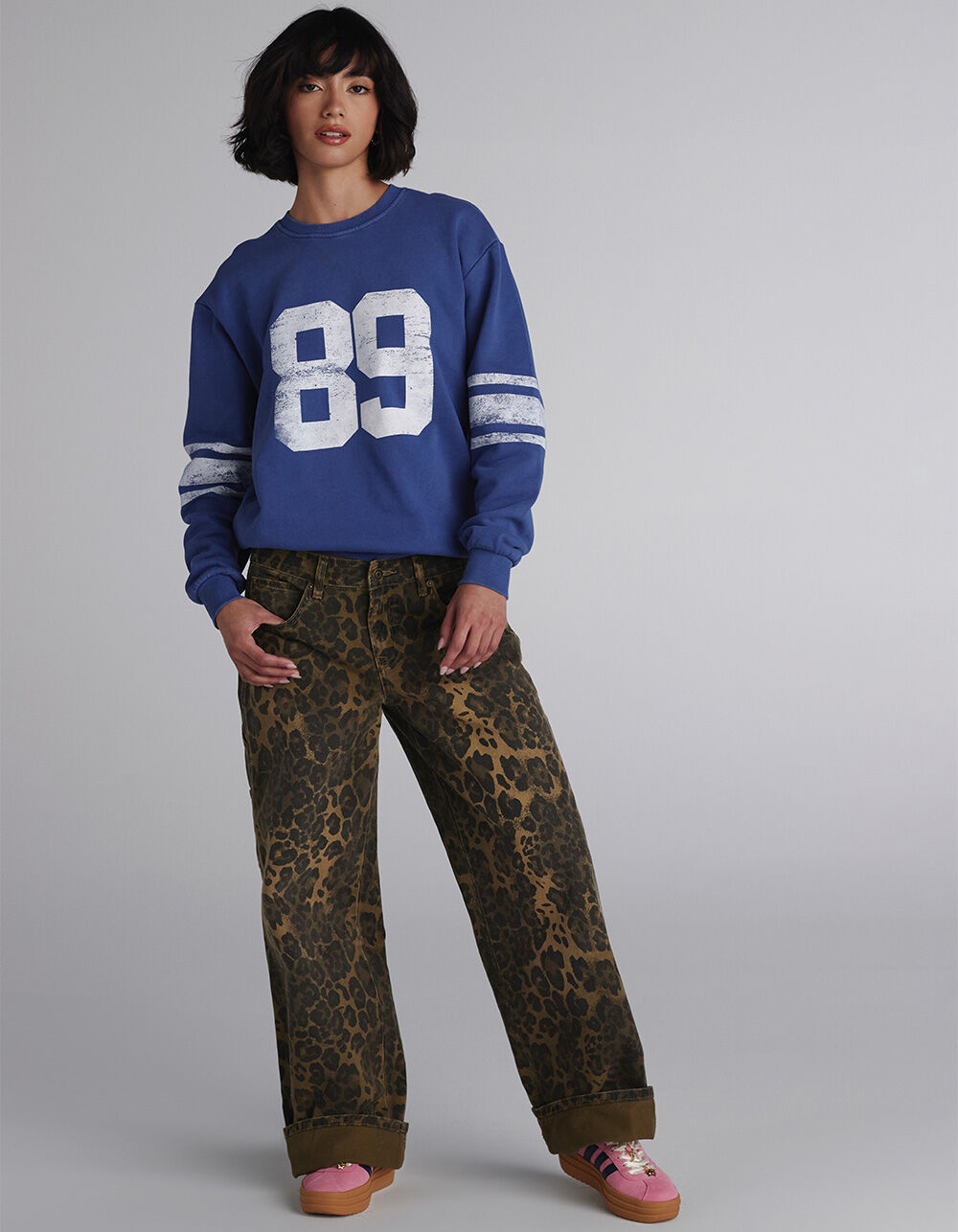 RSQ Womens Low Rise Leopard Baggy Carpenter Pants - LEOPARD