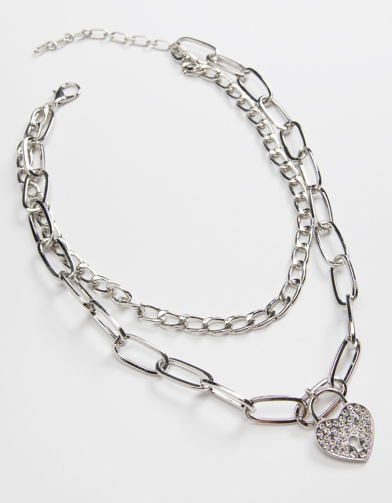 FULL TILT Heart Lock Chunky Chain Necklace image number 0