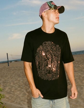 LA FAMILIA Mother Mary Rhinestone Mens Heavyweight Boxy Tee Primary Image