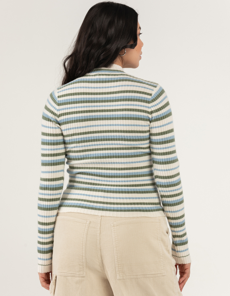 RSQ Womens Rib Stripe Mock Neck Pullover Sweater image number 6