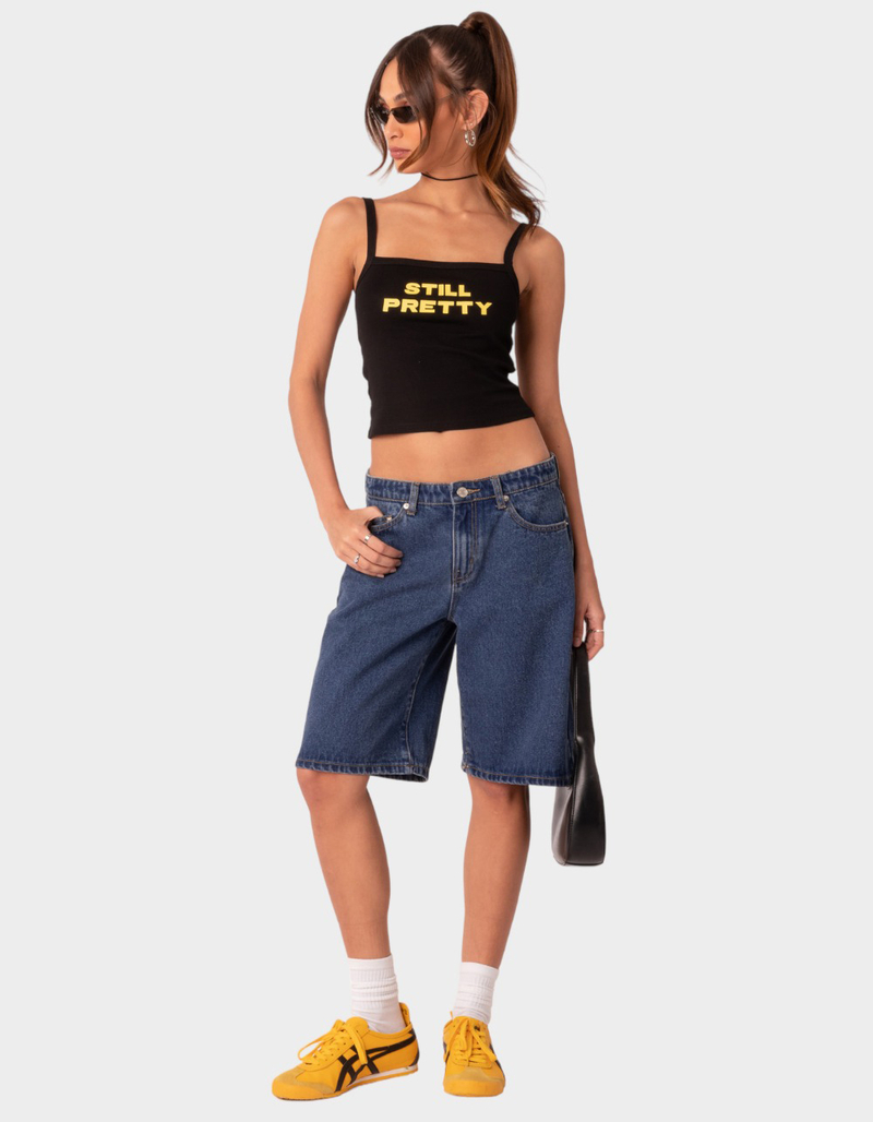 EDIKTED Oversized Low Rise Denim Womens Bermuda Jorts image number 2