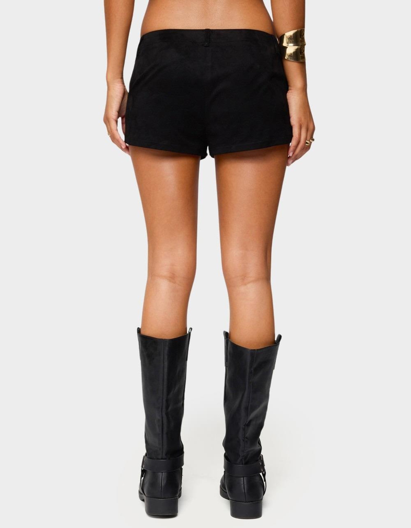 EDIKTED Studded Faux Suede Micro Shorts image number 2