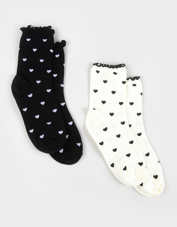 FULL TILT 2 Pack Womens Heart Lettuce Edge Socks Primary Image