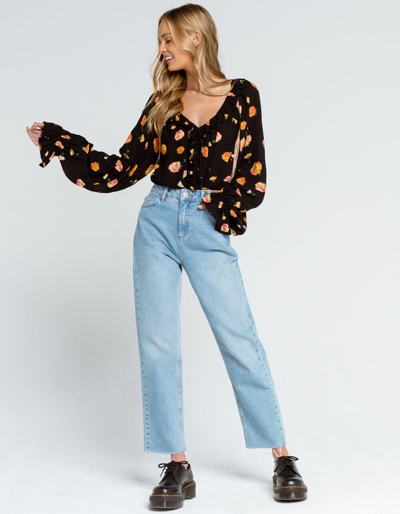 FREE PEOPLE Poppy Printed Black Combo Bodysuit image number 3