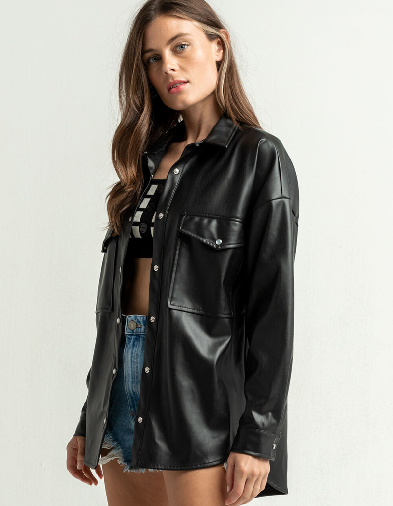 WEST OF MELROSE Night Walker Womens Vegan Leather Shacket image number 1