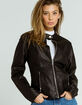 COALITION LA Vegan Leather Womens Black Moto Jacket image number 1