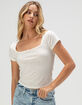 RSQ Womens Square Neck Pointelle Top image number 1