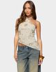 EDIKTED Beaded Sequin Asymmetric Halter Top image number 1