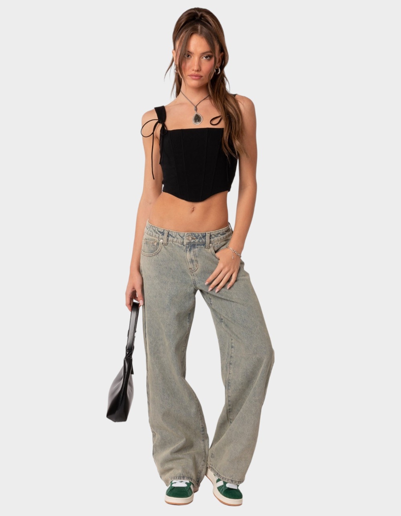 EDIKTED Magda Low Rise Acid Wash Jeans image number 1