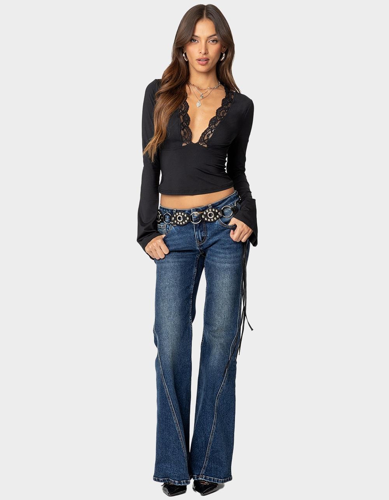 PLUNGE NECK TOP WITH DRAPED SKIRT