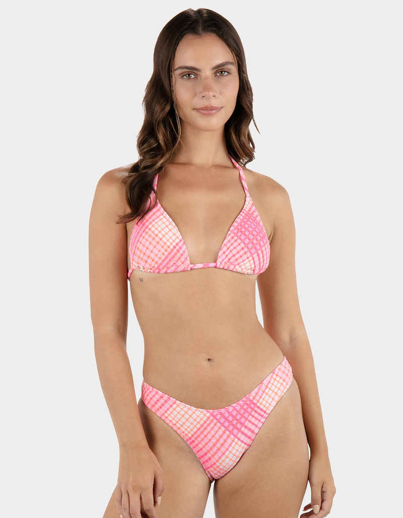 HURLEY Ombre Plaid Scrunch Classic Tri Womens Bikini Top image number 0