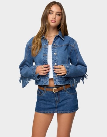 EDIKTED Maurice Fringed Denim Jacket Primary Image