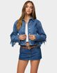 EDIKTED Maurice Fringed Denim Jacket image number 1