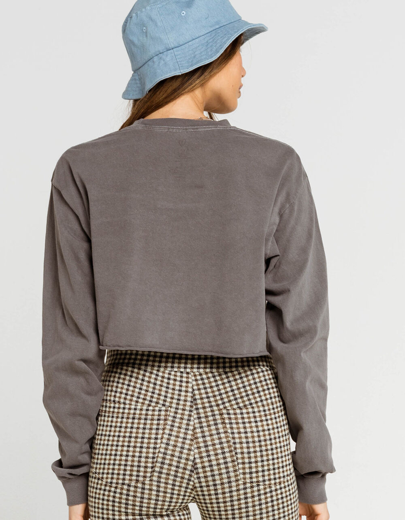 FULL TILT Solid Womens Gray Crop Tee image number 2