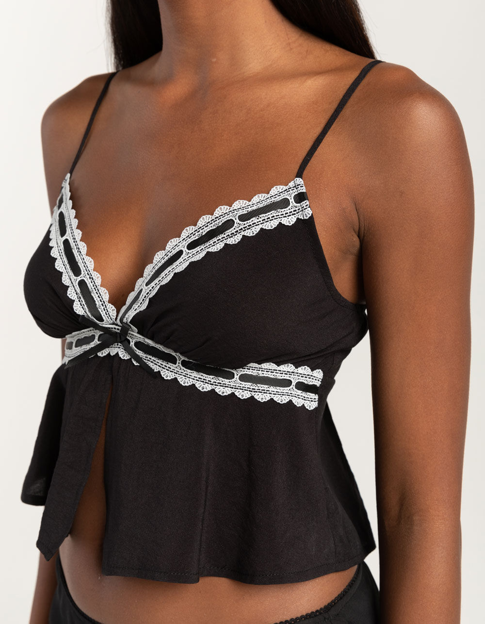 FULL TILT Ribbon Flyaway Womens Cami - BLACK/WHITE | Tillys