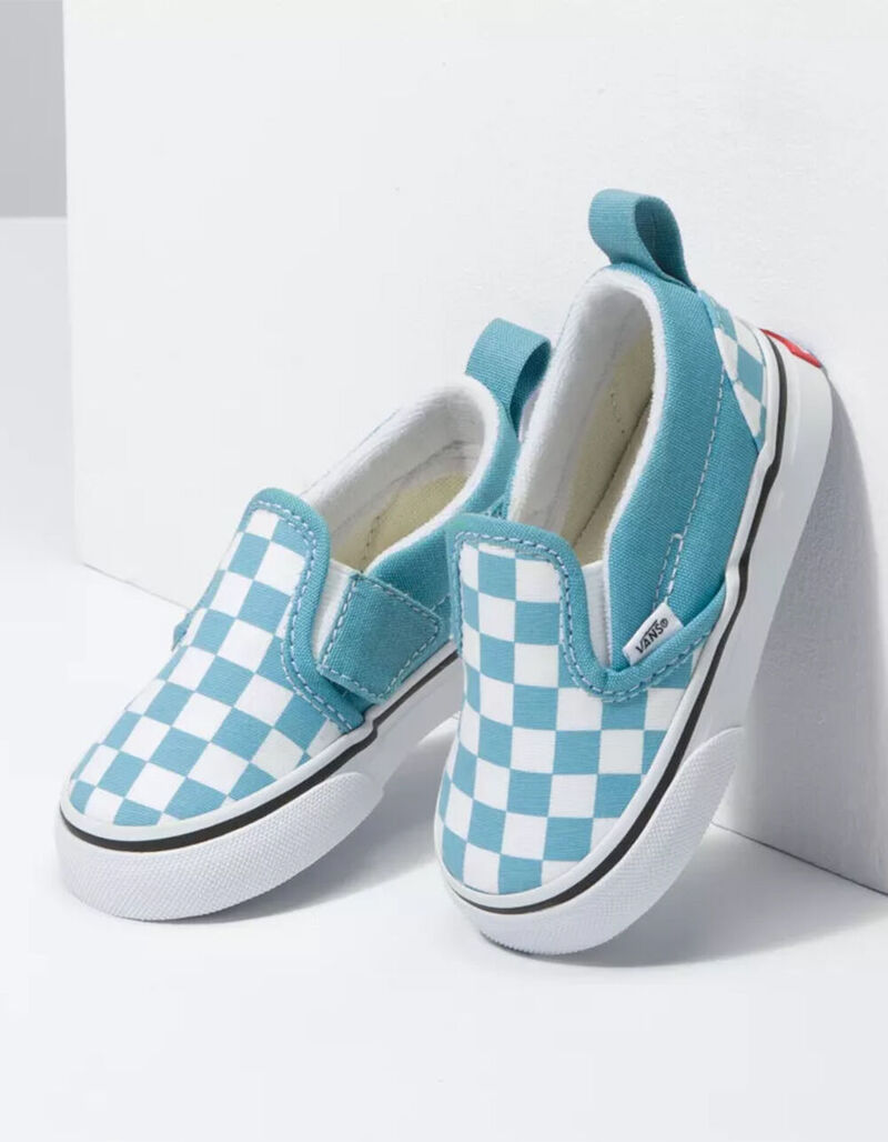 VANS Toddler Checkerboard SlipOn Velcro Shoes BLUE 389677200