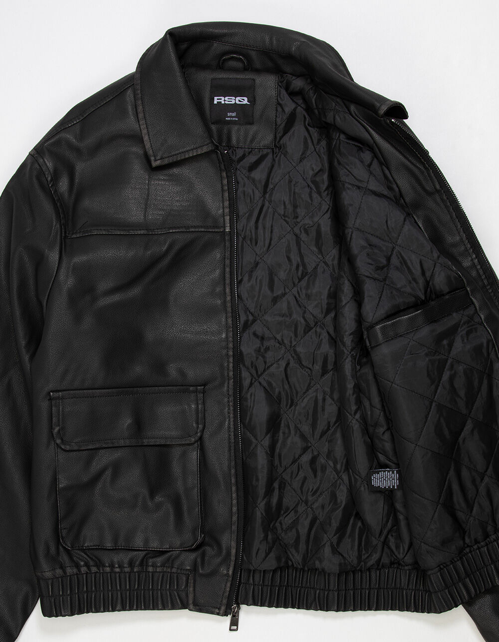 ジャケット・アウター archive grunge roshell leather jacket00s RSQ Mens Oversized Vegan Leather Bomber Jacket - WASHED BLACK | Tillys