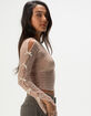 FULL TILT Textured Bow Womens Long Sleeve Top image number 3