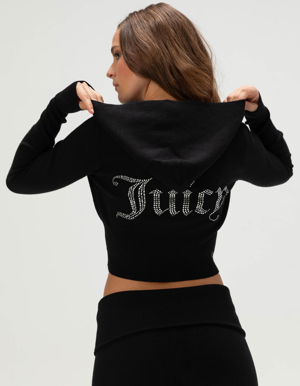 JUICY COUTURE Sweater Bling Womens Zip-Up Hoodie - BLACK - XS | Tillys