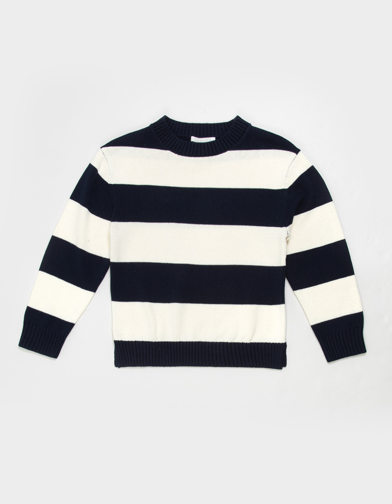 FULL TILT Girls Stripe Oversized Crewneck Sweater image number 1