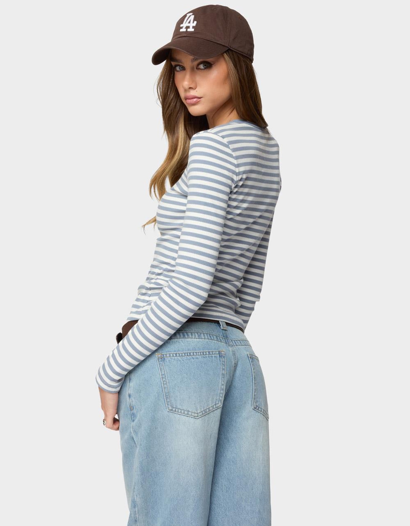 EDIKTED Roma Striped Henley Top image number 2