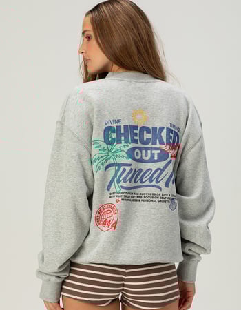 THE MAYFAIR GROUP Checked Out Womens Oversized Crewneck Sweatshirt Primary Image