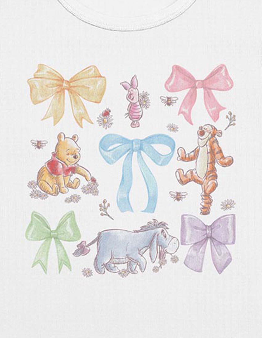 WINNIE THE POOH Bow Grid Womens Baby Tee - CREAM | Tillys