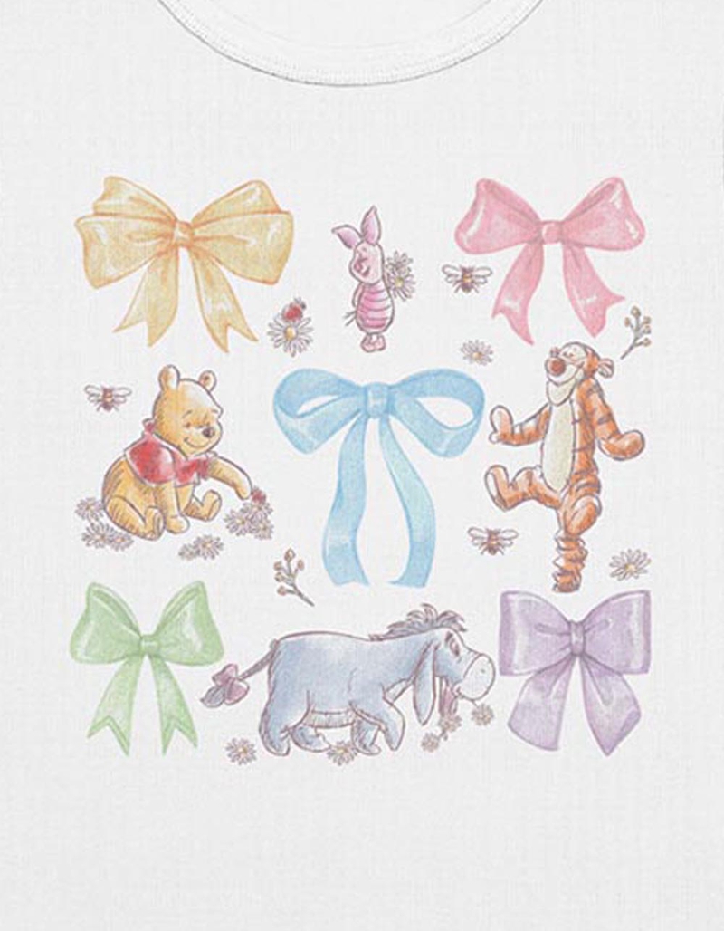 WINNIE THE POOH Bow Grid Womens Baby Tee - CREAM
