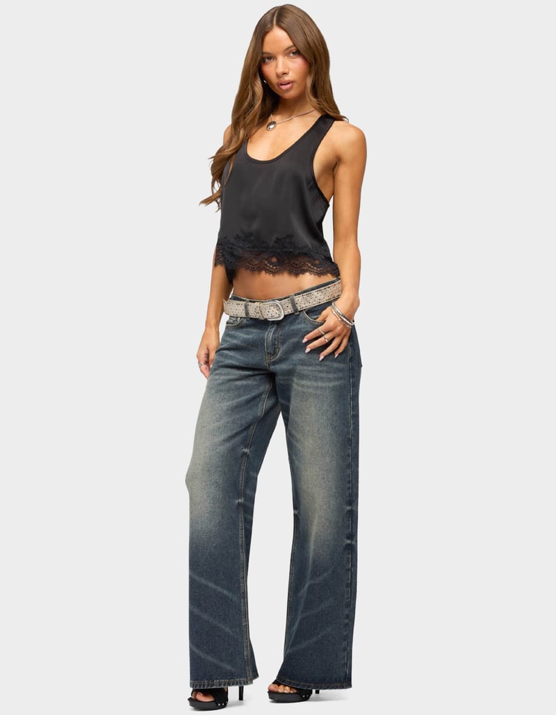 EDIKTED Onie Lacey Satin Effect Tank Top image number 3
