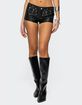 EDIKTED Grommet Faux Leather Micro Shorts image number 1