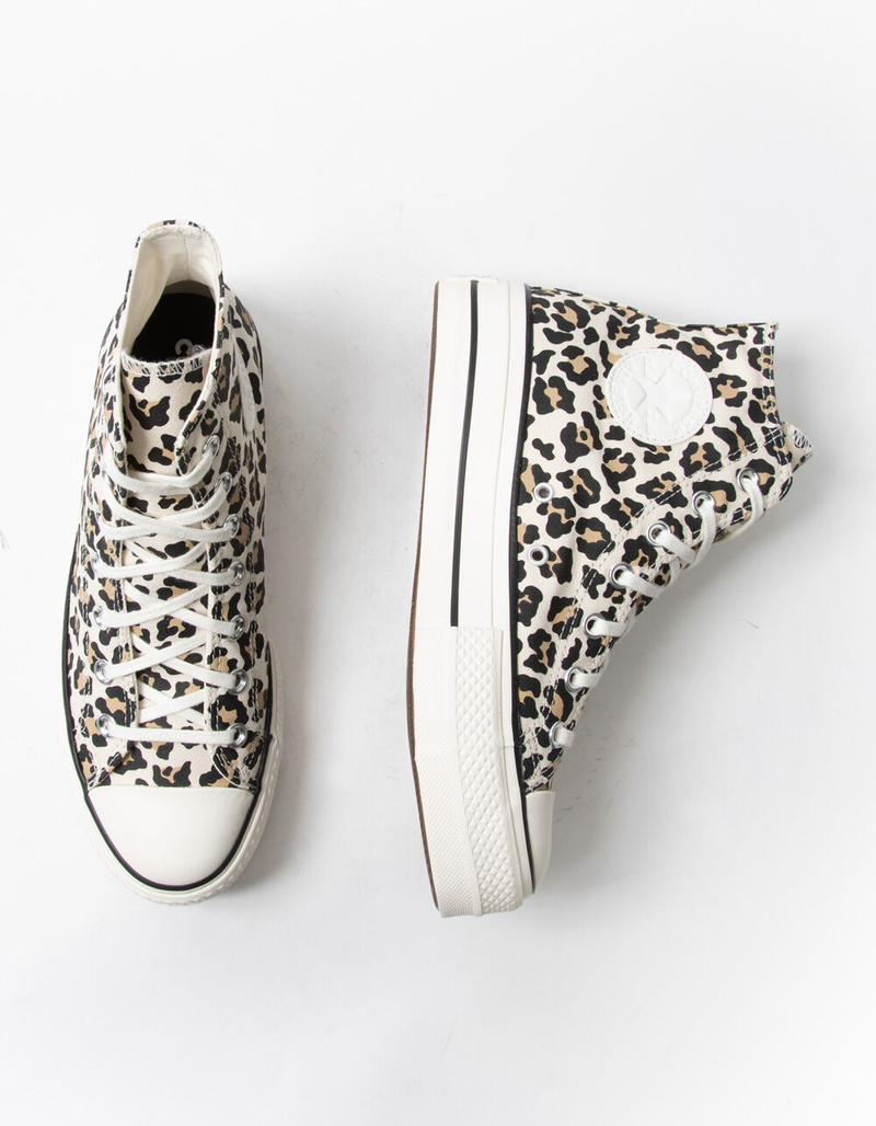 CONVERSE Chuck Taylor All Star High Top Leopard Womens Platform Shoes image number 4