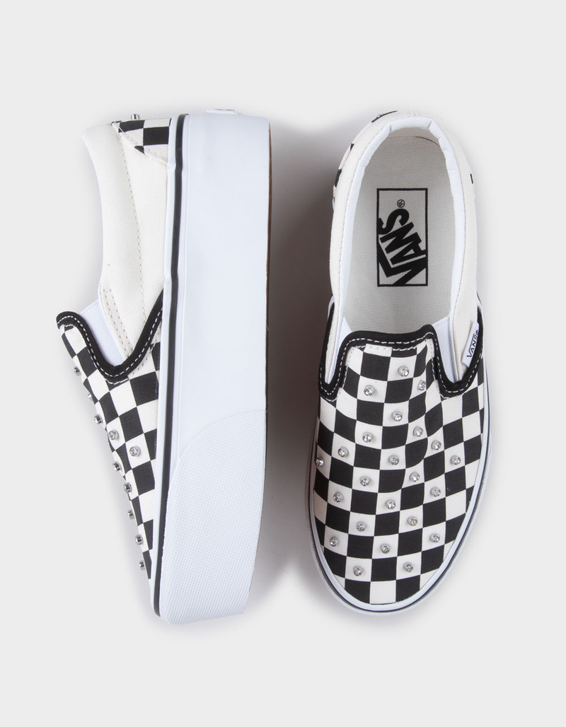 VANS Rhinestone Checkerboard Girls Slip-On Stackform Shoes image number 4