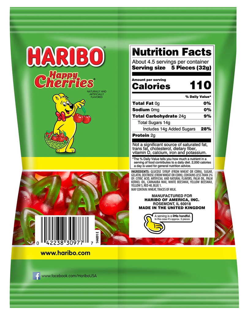 HARIBO Happy Cherries Gummy Candy image number 1