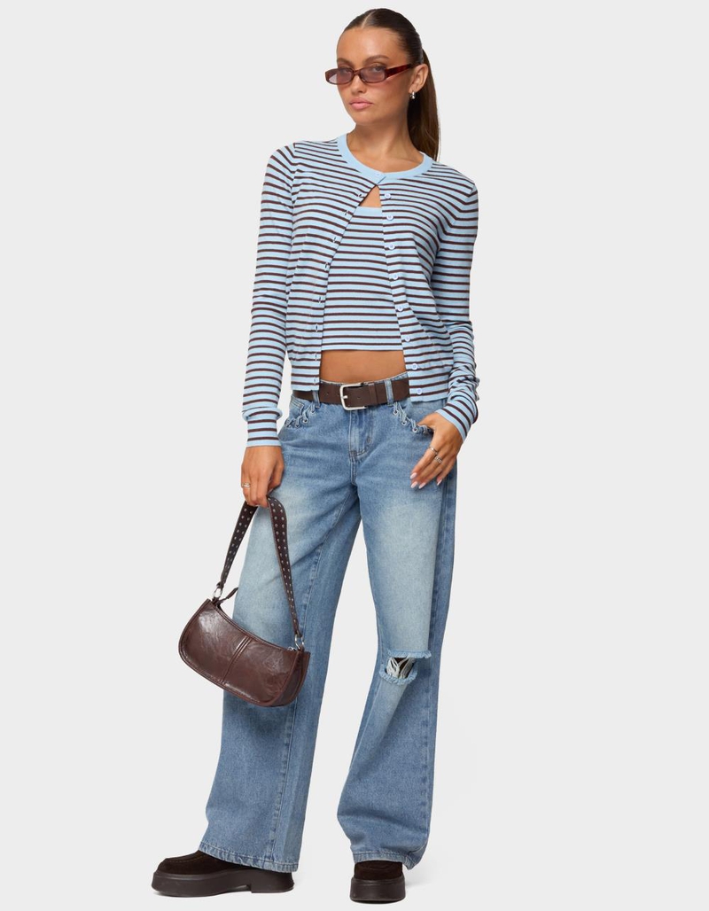 EDIKTED Dutton Distressed Low Rise Jeans image number 4