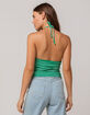 FULL TILT Ribbed Stripe Kelly Womens Halter Crop Top image number 2