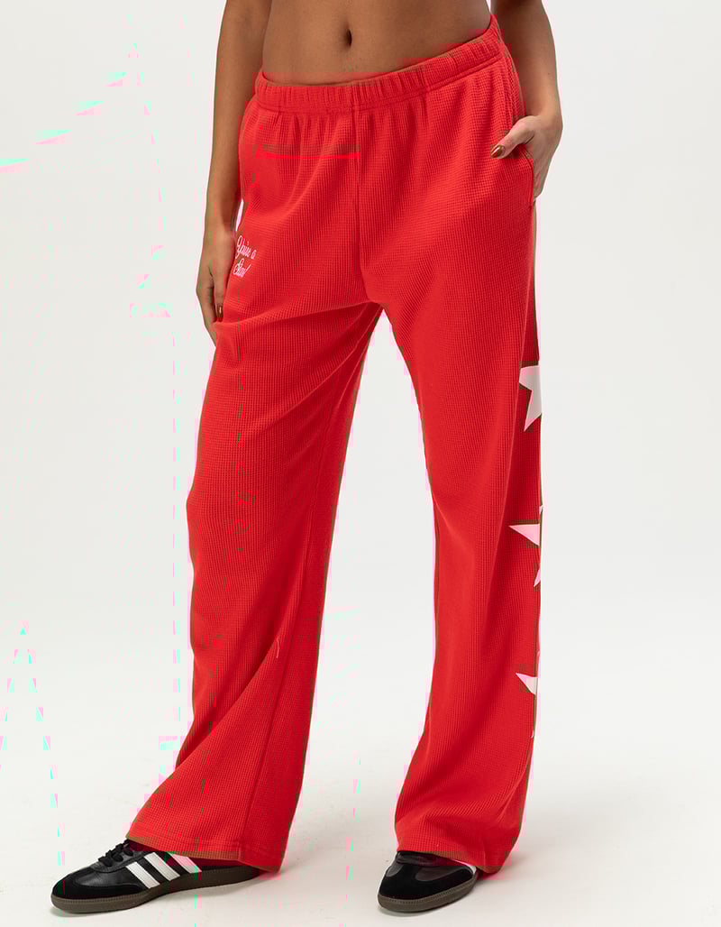 THE MAYFAIR GROUP Womens Waffle Knit Wide Leg Sweatpants image number 2